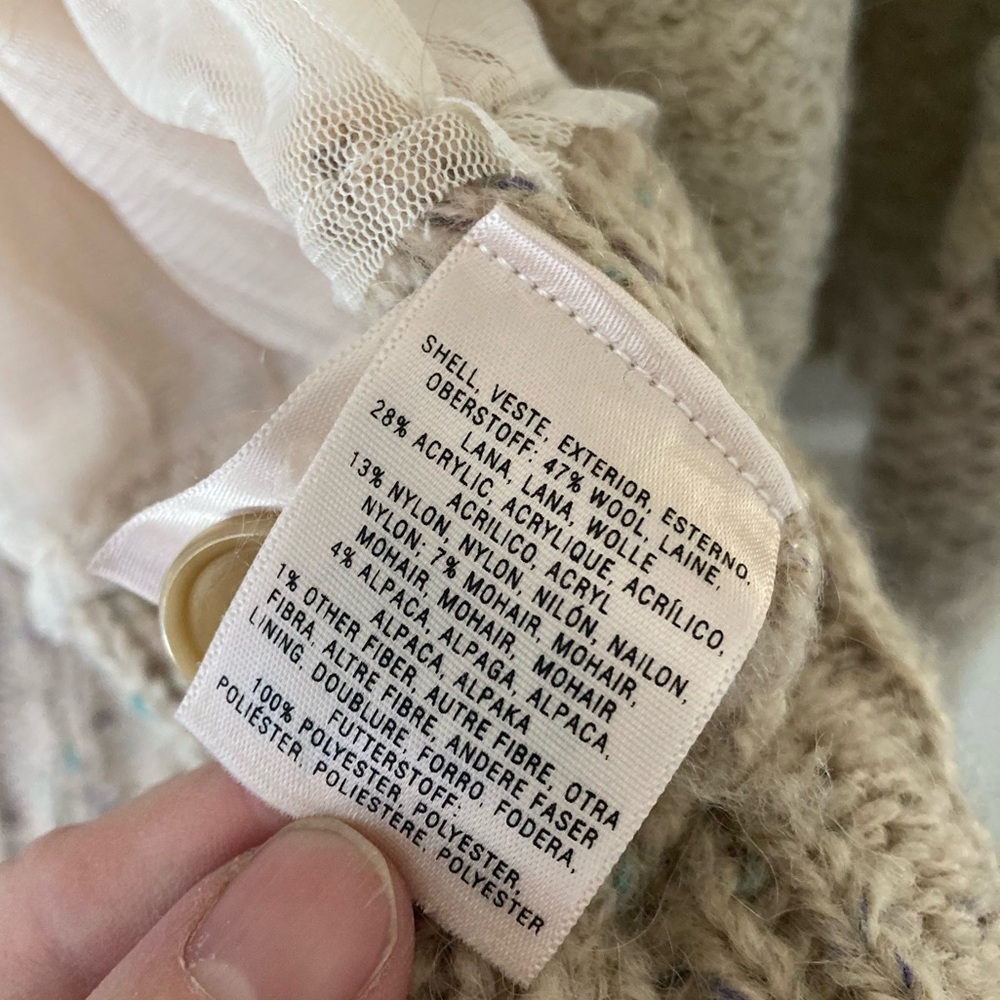 🧵2/$80🧵 CHARLIE & ROBIN Anthro Cardigan, tulle, boucle, unique, ribbon trim - Picture 12 of 17